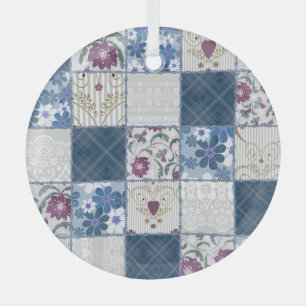 Floral Lace: Patchwork Seamless Background. Glass Tree Decoration