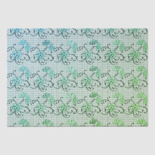 Floral Lace Pattern Blue And Green Tissue Paper