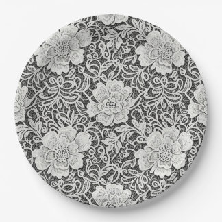 Floral Lace Pattern Look Paper Plate