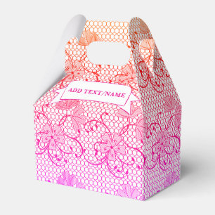 Floral Lace Pattern Pink and Orange Custom Favour Box