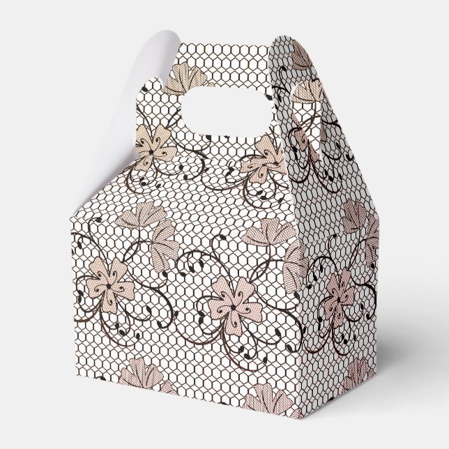 Floral Lace Pattern Pink  Favour Box (Front Side)