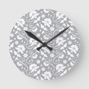 Floral Lace Pattern Round Clock