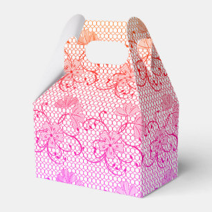 Floral Lace Pattern Shades of Pink and Orange Favour Box