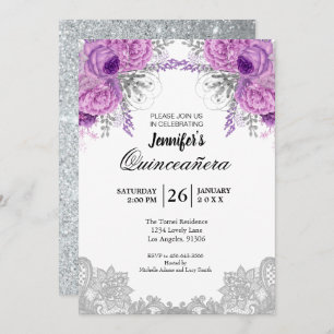 Floral Lace Quinceanera Invitation