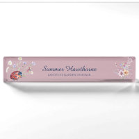 Floral Ladybug Botanical Cottage Core Mauve Pink