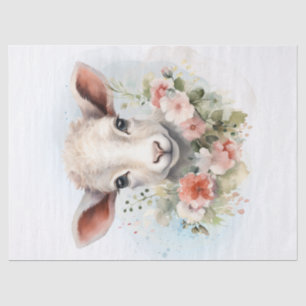 Floral Lamb Sheep Watercolor Tissue Paper