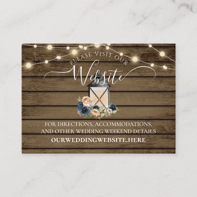 Floral Lantern Barn Wood Website Info  Business Card (Front)