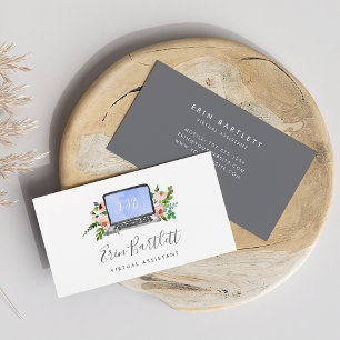 Floral Laptop   Virtual Assistant Business Card