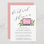 Floral Laptop Virtual Bridal Shower Invitation<br><div class="desc">Can't be together in person? Host a virtual bridal shower and bring loved ones together to celebrate virtually with video chat or video conferencing tools. This beautiful virtual bridal shower invitation features a watercolor laptop with a pink screen, flanked by bouquets of blush pink peonies and lush green botanical foliage....</div>