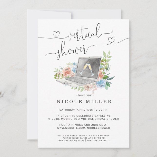 Floral Laptop | Virtual Bridal Shower Invitation (Front)