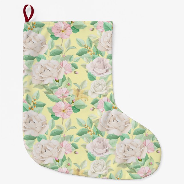 Floral Large Christmas Stocking (Front)