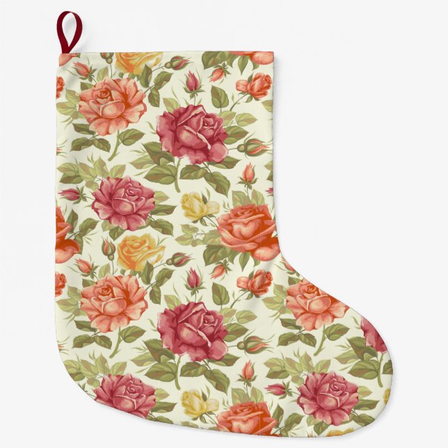 Floral Large Christmas Stocking (Front)