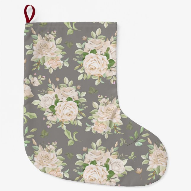 Floral Large Christmas Stocking (Front)