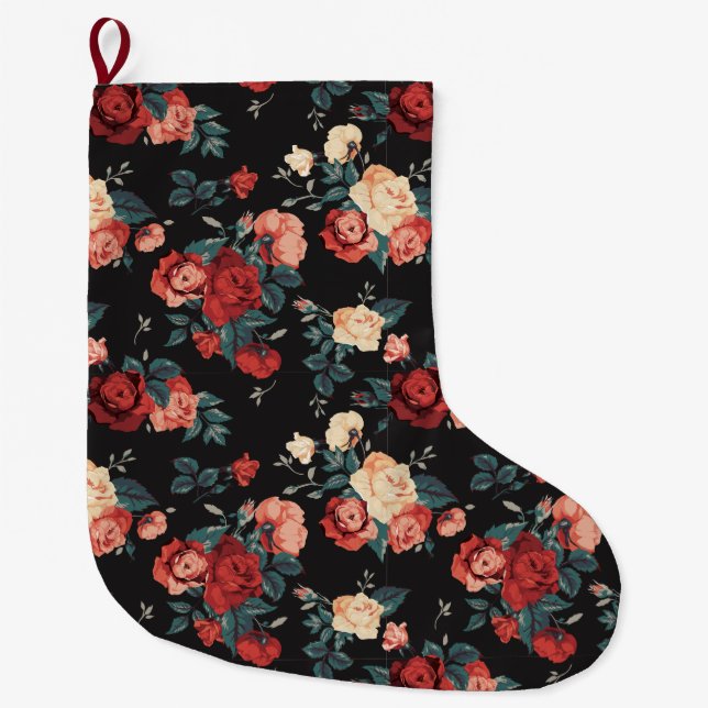 Floral Large Christmas Stocking (Front)