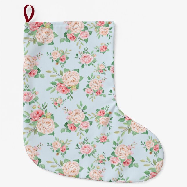 Floral Large Christmas Stocking (Front)