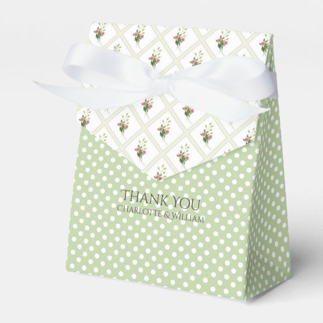 Floral Lattice and Polka Dots Favour Gift Box (Front Side)