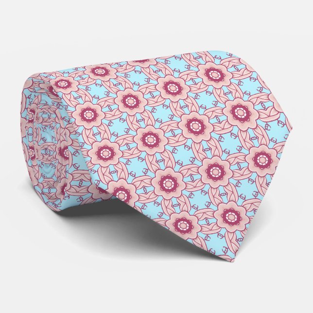Floral Lattice  Tie (Rolled)