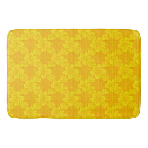floral lattice yellow pattern bath mat