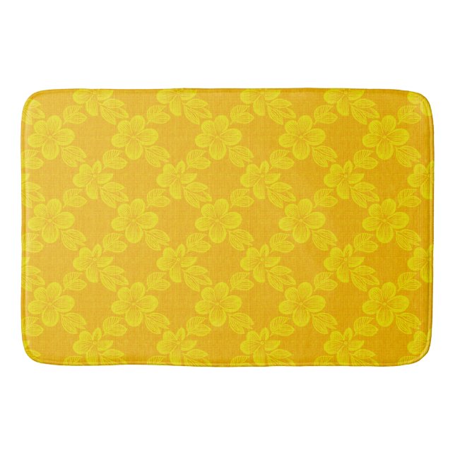 floral lattice yellow pattern bath mat (Front)