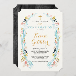 Floral Laurel Confirmation Invitation
