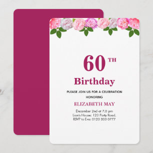 Floral & Laurel Leaves 40th, 60th Birthday Invitation
