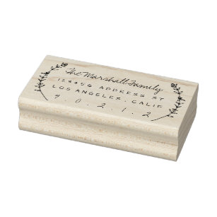 Floral Laurels Personalized Address Rubber Stamp
