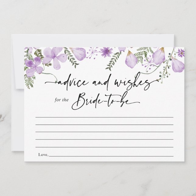 Floral Lavender Advice and Wishes for Bride Card (Front)