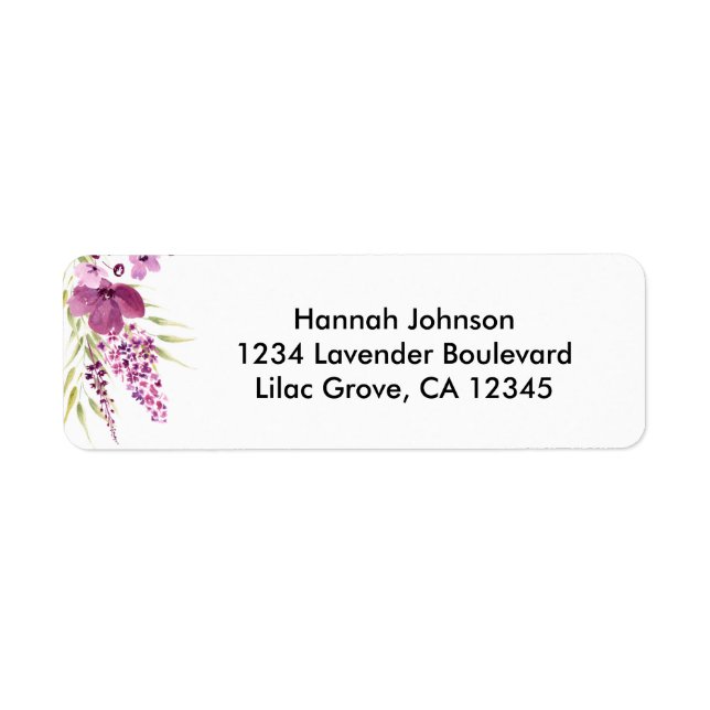 Floral Lavender and Lilac Return Address Label (Front)