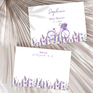 Floral Lavender Bicycle Baby Shower Advice Card