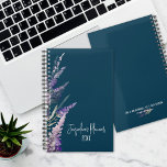Floral Lavender Blue Botanical Yearly Planner<br><div class="desc">Yearly Planner. Manage your time with the help of this pretty blue yearly planner with lavender blooms on the left side. Personalise it with your name and the year. The back has a time management quote that you can edit, delete, or keep as is. These planners make a great Christmas...</div>