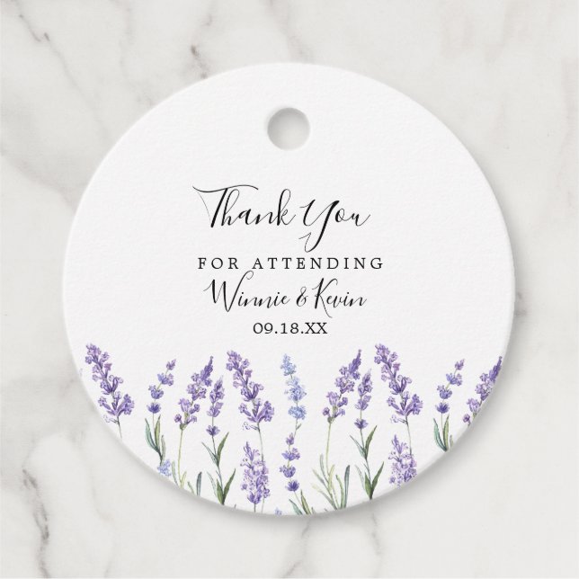 Floral Lavender Favour Tags (Front)