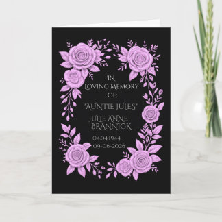 FLORAL LAVENDER. IN LOVING MEMORY KEEPSAKE, CARD