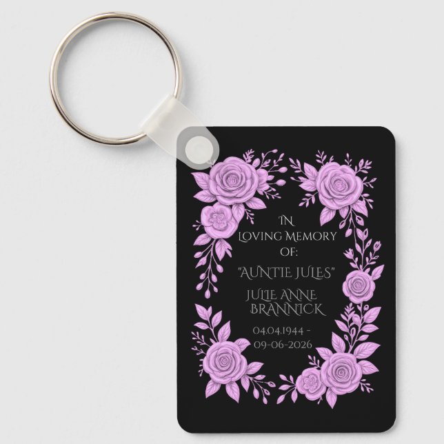 FLORAL LAVENDER. IN LOVING MEMORY KEEPSAKE,  KEY RING (Front)