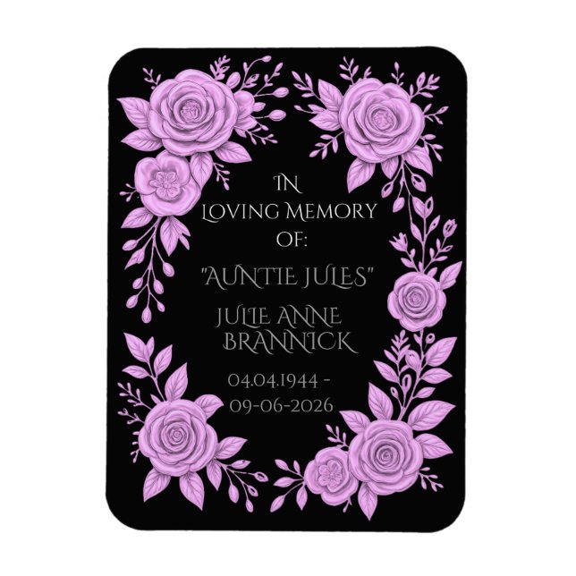 FLORAL LAVENDER. IN LOVING MEMORY KEEPSAKE,  MAGNET (Vertical)