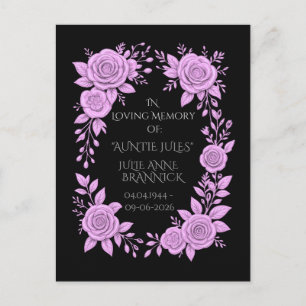 FLORAL LAVENDER. IN LOVING MEMORY KEEPSAKE,  POSTCARD
