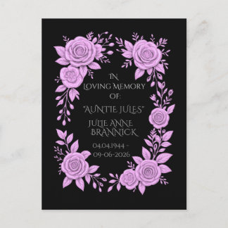 FLORAL LAVENDER. IN LOVING MEMORY KEEPSAKE, POSTCARD
