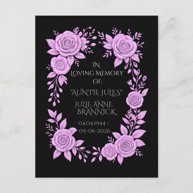 Floral Lavender in memorial Keepsake postcard (Front)