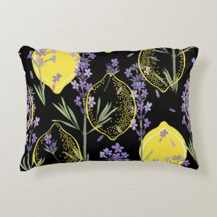 Floral Lavender Lemons Vintage Illustration Decorative Cushion