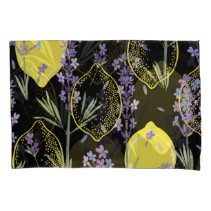 Floral Lavender Lemons Vintage Illustration Pillowcase
