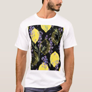 Floral Lavender Lemons Vintage Illustration T-Shirt
