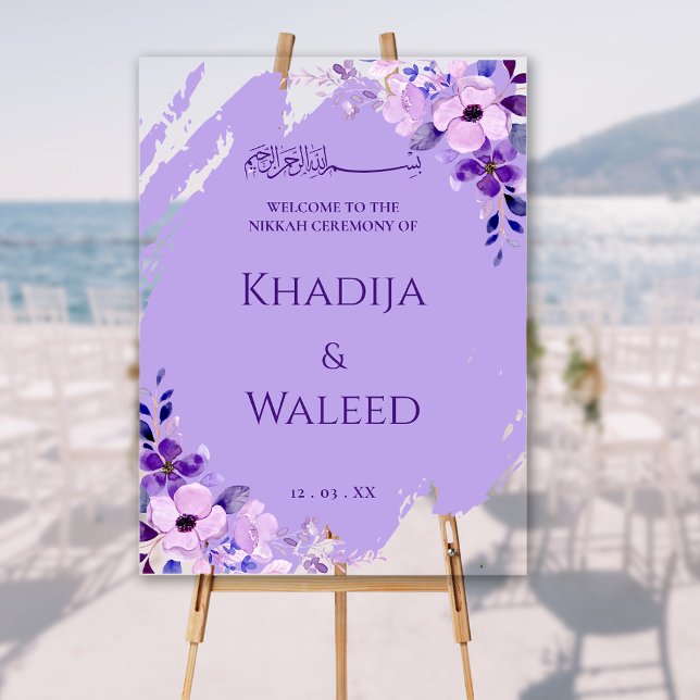 Floral Lavender Lilac Muslim Nikkah Welcome Sign (Creator Uploaded)
