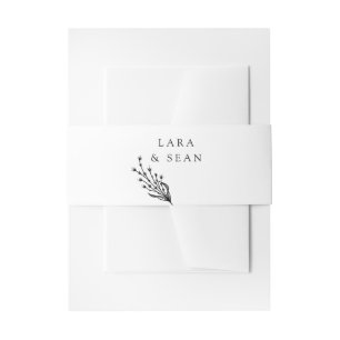 Floral Lavender Modern Minimalist Black and White Invitation Belly Band