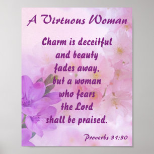 Floral Lavender Proverbs 31 Woman  Poster