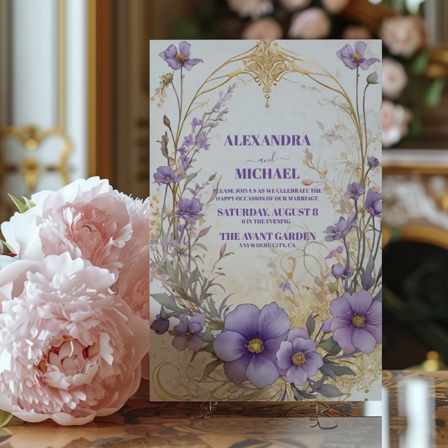 Floral lavender purple watercolor wedding  invitation (Creator Uploaded)
