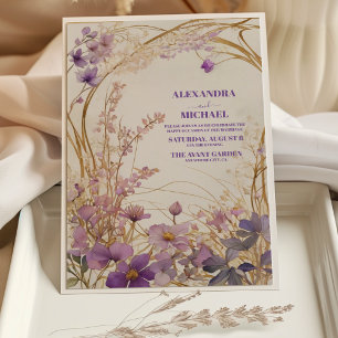 Floral lavender purple watercolor wedding invitation