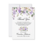Floral Lavender Thank You Sympathy Memorial Prayer