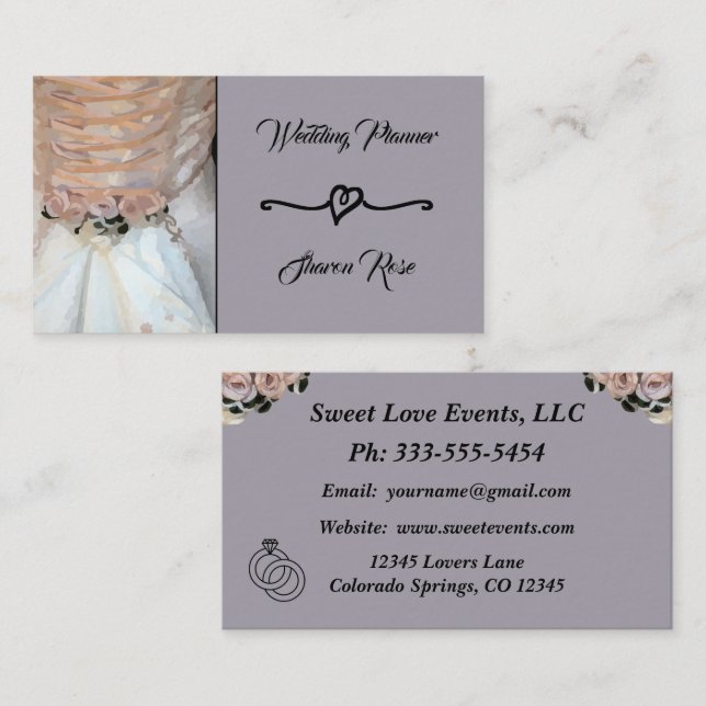 Floral Lavender Wedding Planner Business Card (Front/Back)