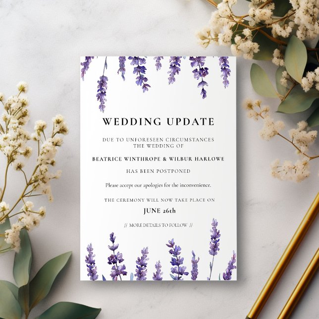 Floral lavender wedding update announcement (Creator Uploaded)
