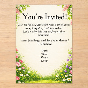 Floral Leaf & Grass Invitation Card