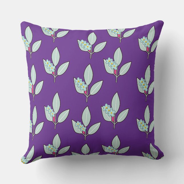 Floral Leaf Purple Decorative  Cushion (Back)